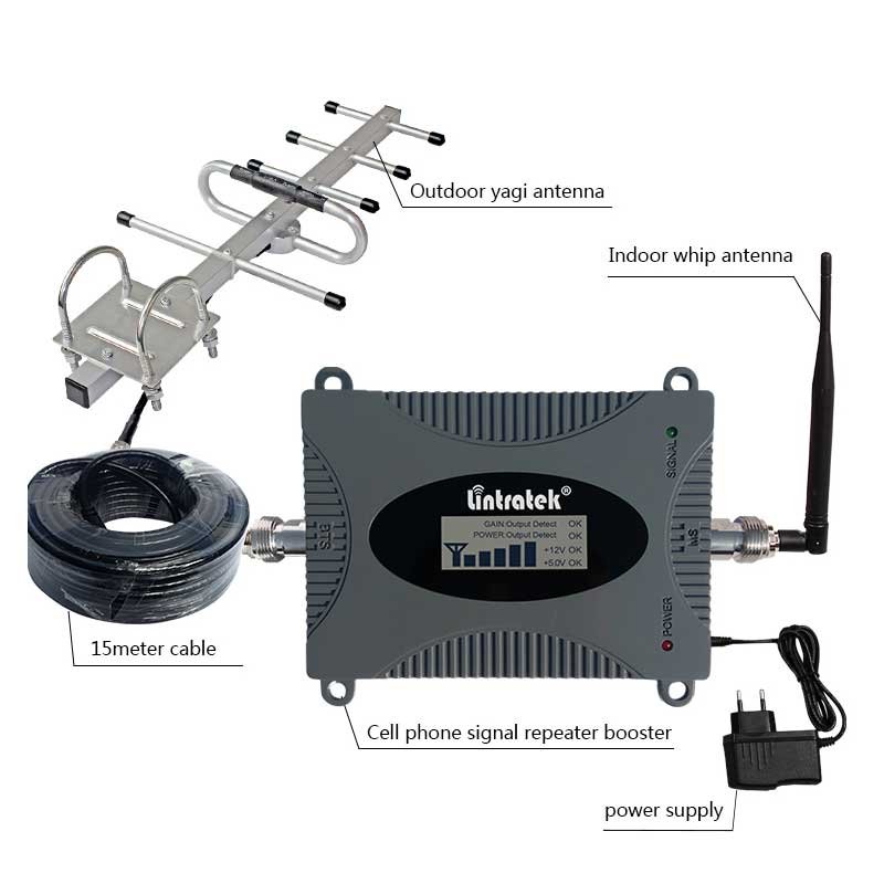 Lintratek 1800mhz 65dbi high gain DCS 3g 4g extenders network vehicular cellular signal repeater signal booster for mobile phone
